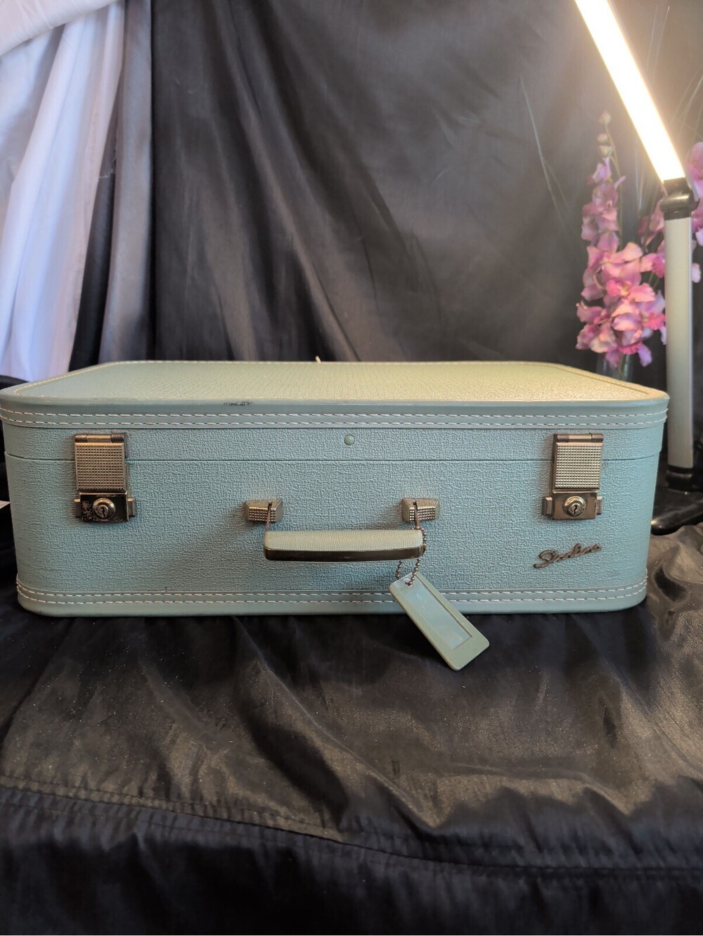 Vintage Starline green sage Suitcase with Lining intact.
